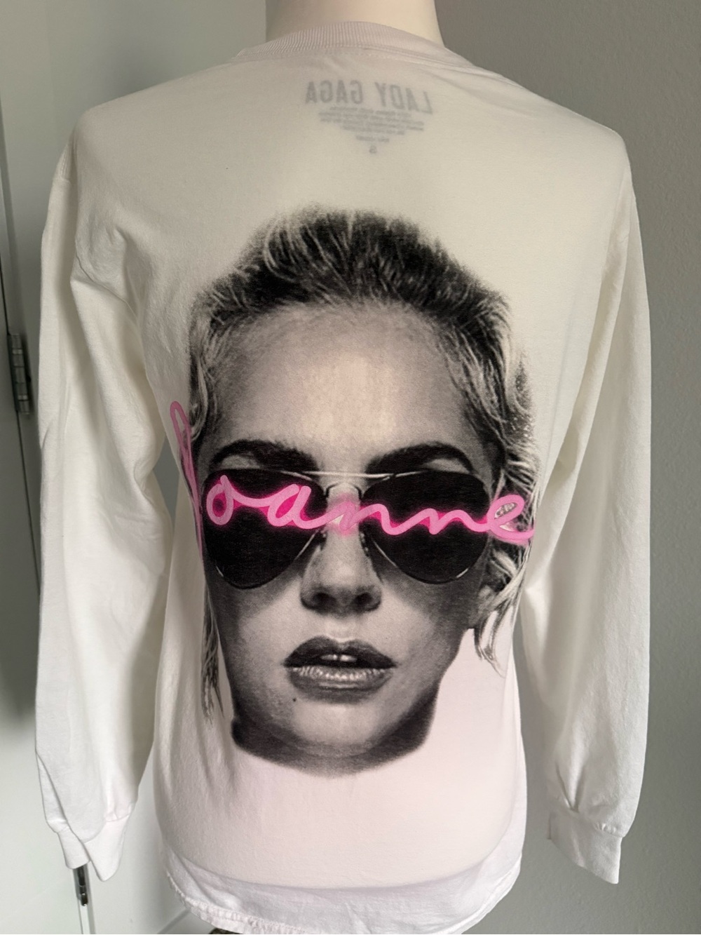 Lady Gaga Graphic Long Sleeve Tee with Pink Script